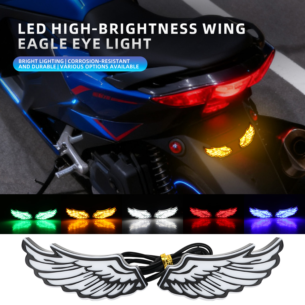 Sos Light Strobe - 1 Paar Motorrad Engelsflügel LED Rückleuchte