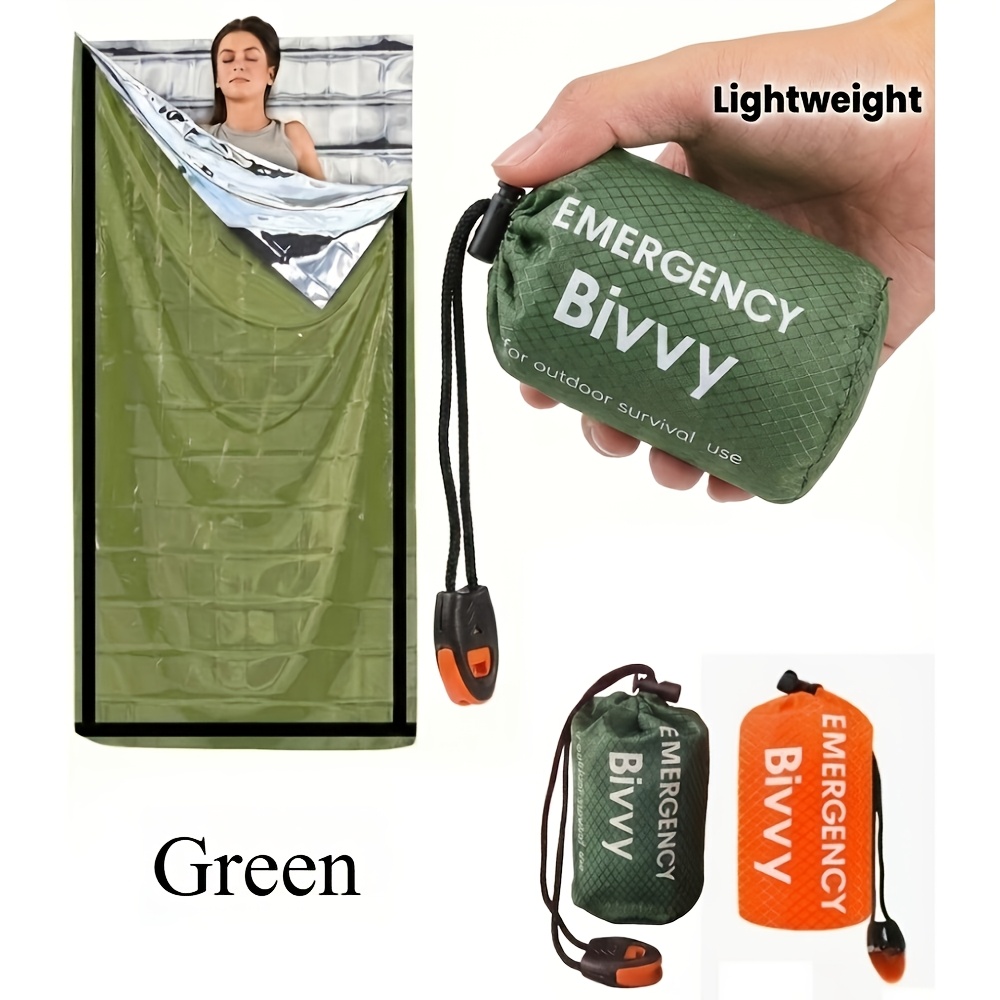 Bivy Bag Emergency - 3-teiliges Notfall-Schlafsack-Set mit Kordelzug, Pfeife, isolierter