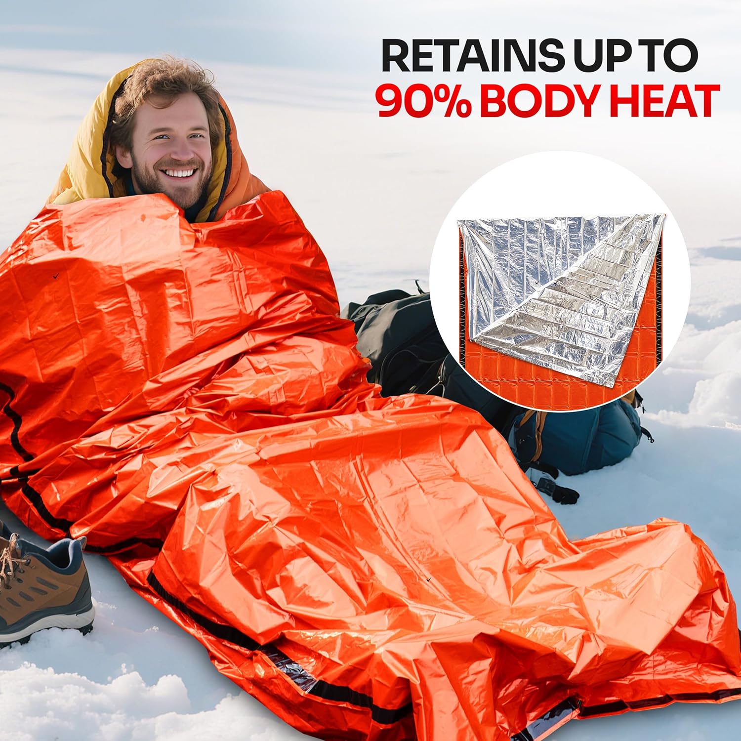 Emergency Mylar Tent - Notfall-Schlafsack für Überlebensausrüstung und -Vorräte, Wasserdichter