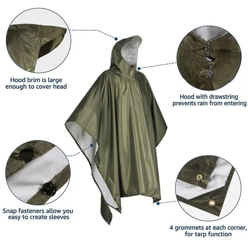 Multifunktionaler 3-in-1-Milit – Emergency Poncho Rain Bewertung und Preis